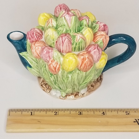 Cranbury Square March Miniature Teapot Tip-Toe Through The Tulips Floral Teapot - Picture 12 of 13